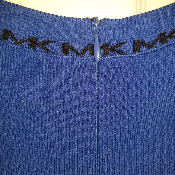 Michael Kors blue long sleeve dress with black MK accents - Picture 7 of 9